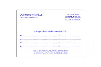 1 000 Cartes de rendez-vous recto 4 RDV - 100x70